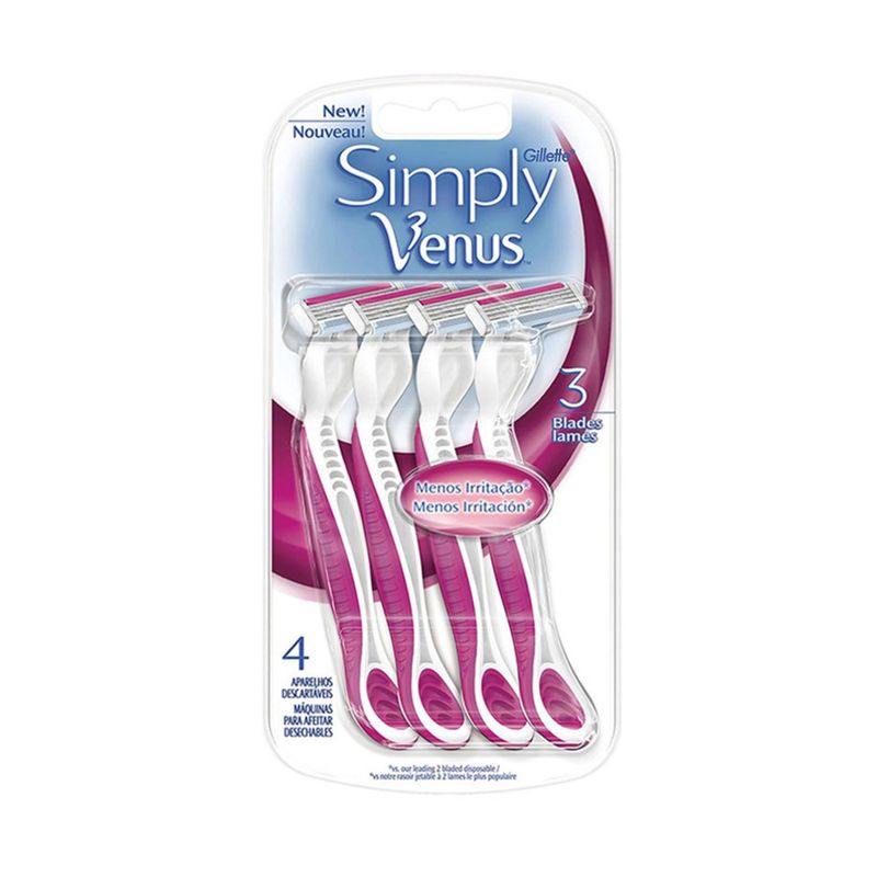 Aparelho de Barbear Descartável Gillette Simply Venus 4 Unidades