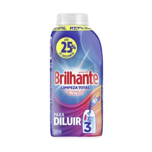 Lava Roupas Brilhante Concentrado Faz 3L Refil 500ml