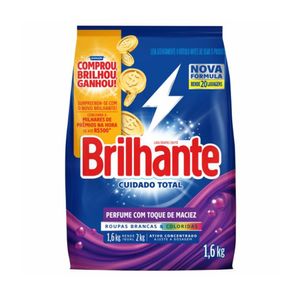 Lava Roupas em Pó Brilhante Cuidado Total Perfumado Tique Maciez Sachê 1,6kg