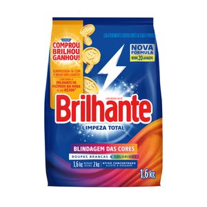 Lava Roupas em Pó Brilhante Limpeza Total Roupas Brancas & Coloridas Sachê 1,6kg
