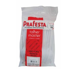 Garfo Master Plástico PRAFESTA Cor Branco Contém 50 Unidades