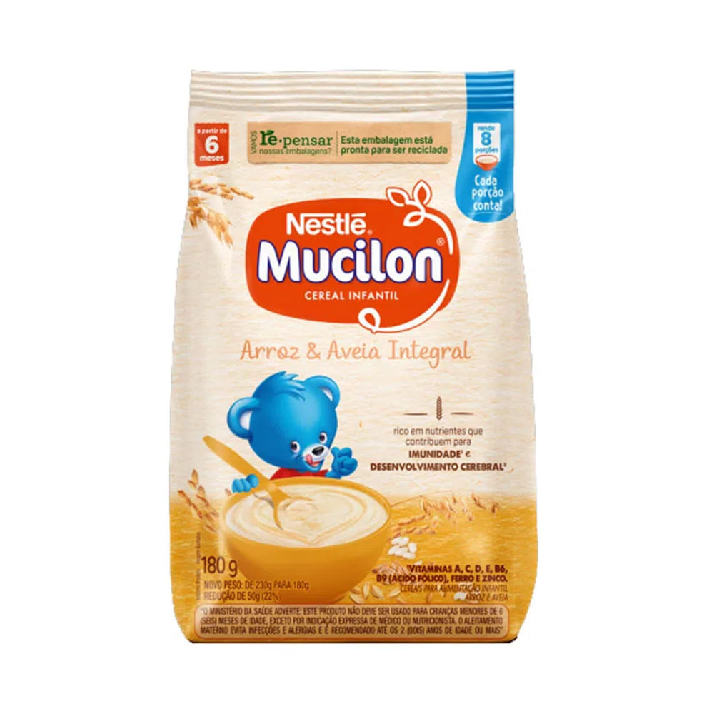 Mingau MUCILON Arroz E Aveia Integral Sachê 180g