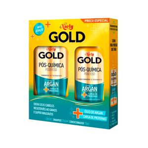 Kit Shampoo 275ml + Condicionador 175ml NIELY GOLD Pós-Química Poderoso Óleo de Argan