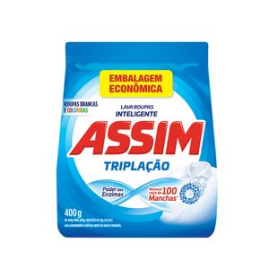 Lava Roupas em Pó ASSIM Triplação Embalagem Econômica Sachê 400g