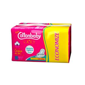 Absorvente Cristais de Gel Lady COTTONBABY Suave com Abas 16un