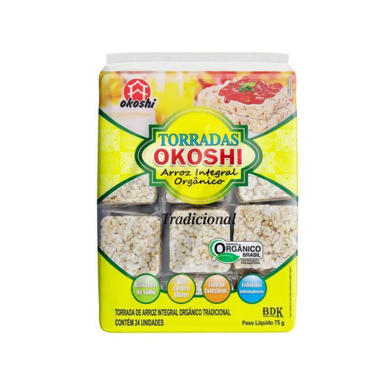 Torrada de Arroz Integral OKOSHI Tradicional Orgânico Pacote 24un