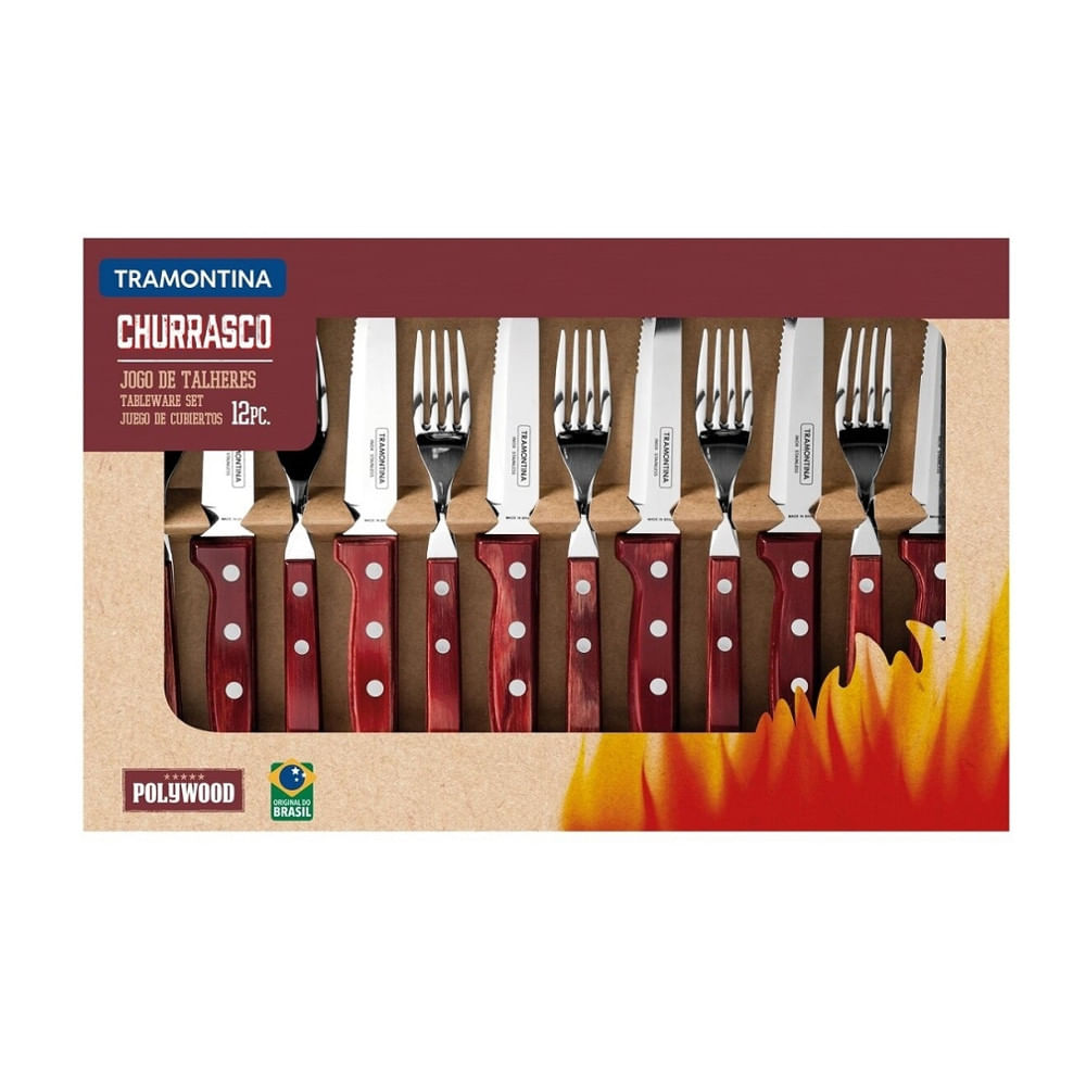 Jogo para Churrasco Faca, Pegador e Garfo Trinchante Carving Set - Shop ND