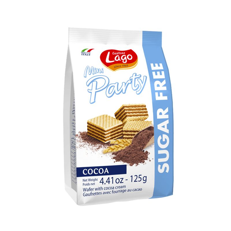 Biscoito Wafer Mini Party Italiano sem Açúcar Lago Chocolate Pacote 125g
