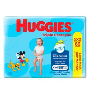 Fralda Descartável Infantil HUGGIES Tripla Proteção XXG Pacote 66 Un