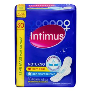 Absorvente Noturno INTIMUS Suave com Abas Pacote 30un