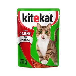 Ração Úmida Gatos Adultos KITEKAT Carne ao Molho Sachê 70g