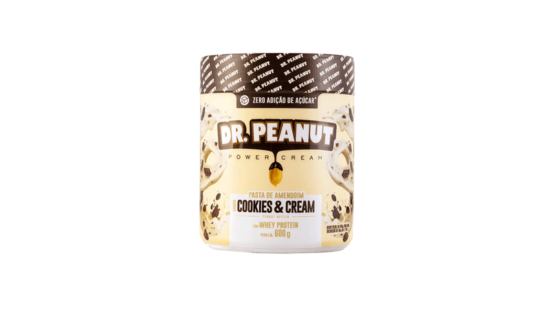 Pasta de Amendoim Dr. Peanut Cookies & Cream com Whey Protein Pote