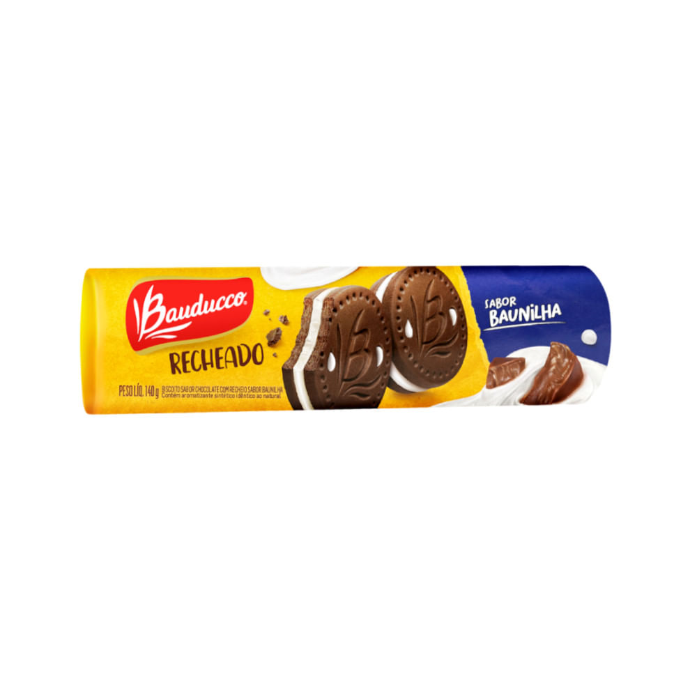 Biscoito Doce Recheado BAUDUCCO Baunilha Pacote 140g - Nova Era