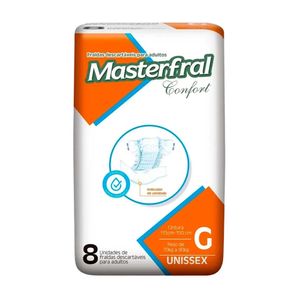 Fralda Descartável Geriátrica Adulto MASTERFRAL Confort G Pacote 8un