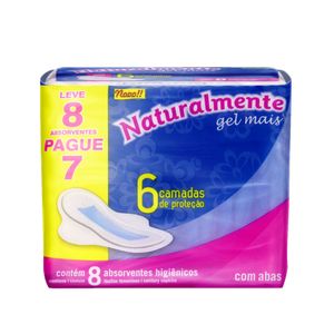 Absorvente NATURALMENTE Mais Gel 1A1 Com Abas Lave 8 e Pague 7un