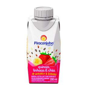 Bebida Láctea com Quinoa, Linhaça & Chia PIRACANJUBA Sabor Banana e Morango Caixa 200ml