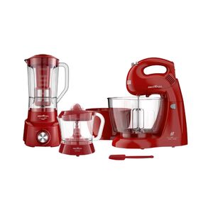 Kit Cozinha BRITÂNIA 3 em 1 Liquidificador Batedeira e Espremedor Vermelho 3un