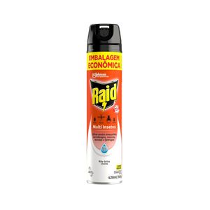 Inseticida Aerossol Multi-Insetos Base Água Raid Frasco 420ml Embalagem Econômica