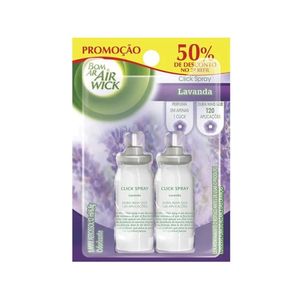 Odorizador de Ambiente Lavanda Click Spray Bom Ar AIR WICK Blister Grátis 50% de Desconto no 2° Refil Frasco 12ml