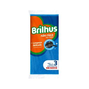 Esponja Azul BRILHUS Não Risca Limpeza Suave 3un