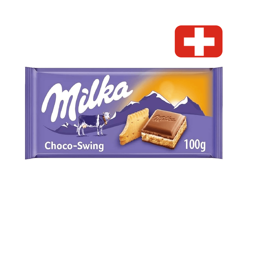 Chocolate Suíço em Barra MIlka Sabor Choco-Swing Embalagem 100g