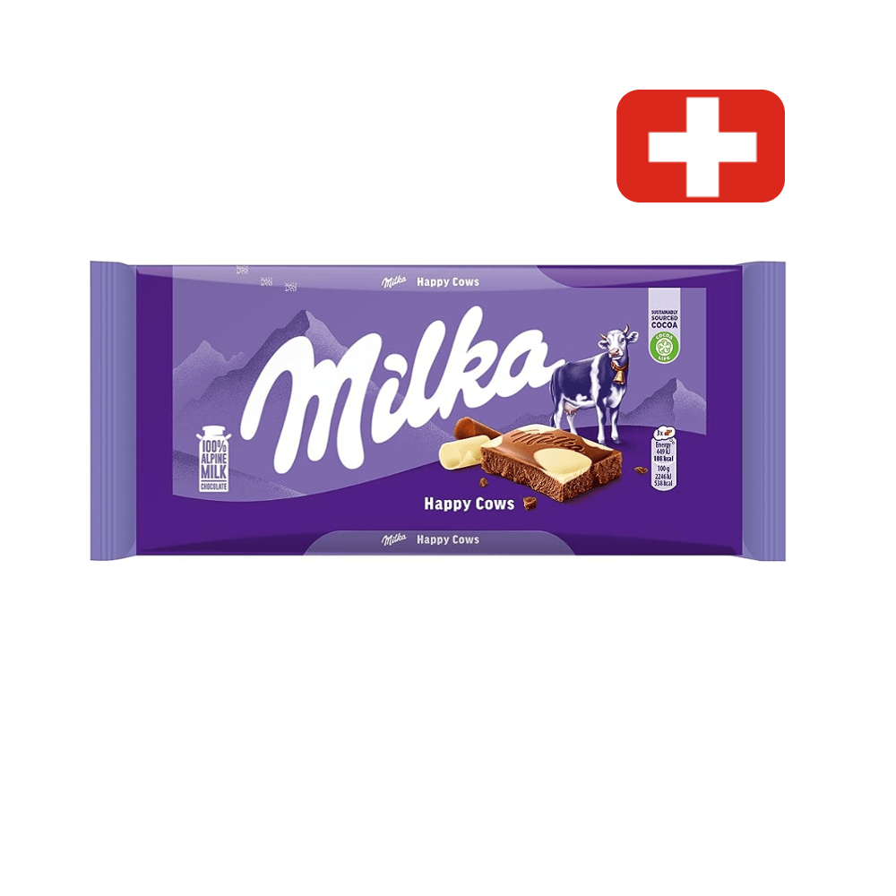 Chocolate Suíço em Barra Milka Happy Cows Embalagem 100g