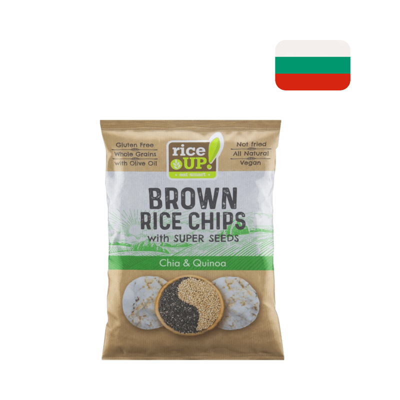 Chips de Arroz Orgânico RICE UP Sabor Quinoa e Chia Embalagem 60g