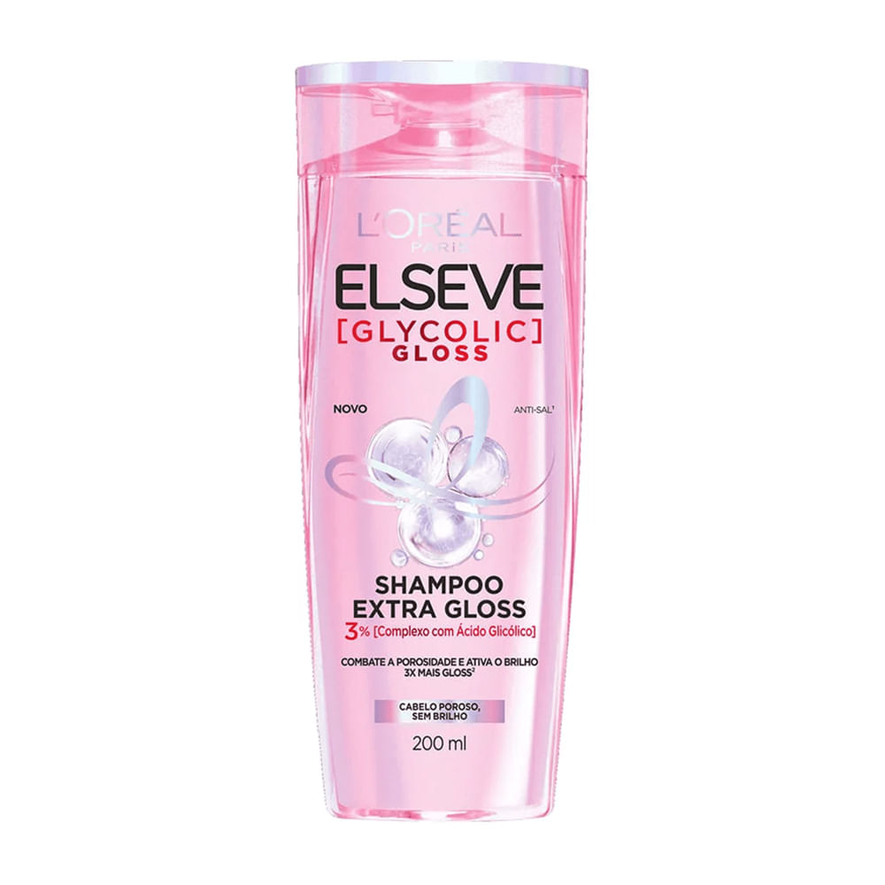 Shampoo ELSEVE Glycolic Gloss Frasco 200ml - Nova Era