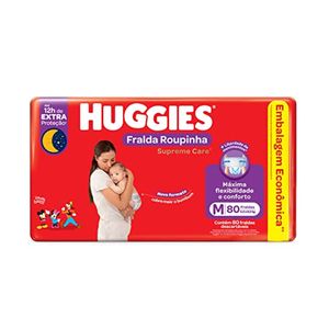 Fralda Descartável HUGGIES Roupinha Supreme Care Bag M Infantil Pacote 80un