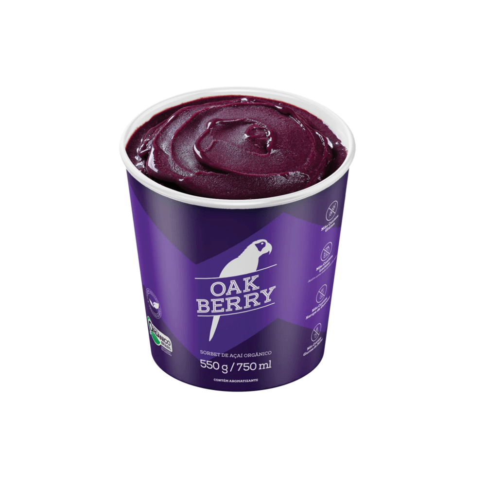 Sorvete Cremoso de Açaí Oakberry Orgânica Pote 750ml