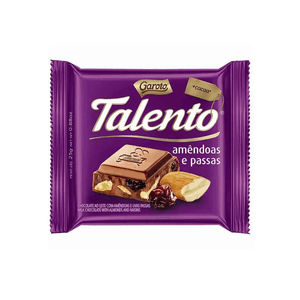 Chocolate em Barra ao Leite Talento Amêndoas com Passas Embalagem 25g