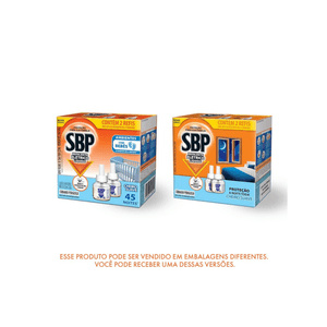 Repelente Elétrico Líquido SBP 45 Noites Cheiro Suave com 2 unidades de 32.9ml