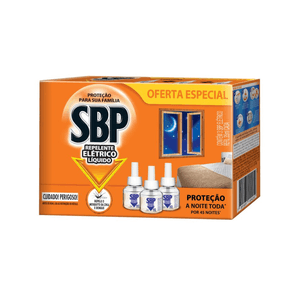 Repelente Elétrico Líquido SBP 45 noites 3 Refis Oferta Especial