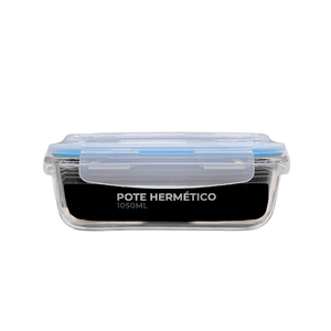 Pote Hermético Retangular Nova era Vidro 1050ml