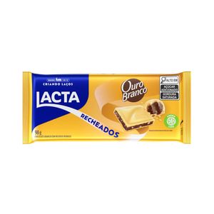 Chocolate em Barra Recheados Lacta Ouro Branco Embalagem 98g