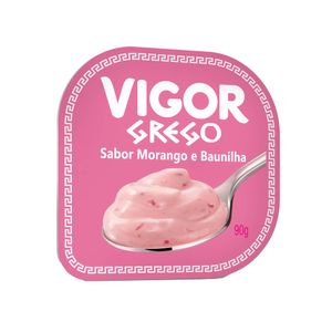 Iogurte Grego VIGOR Morango e Baunilha Pote 90g