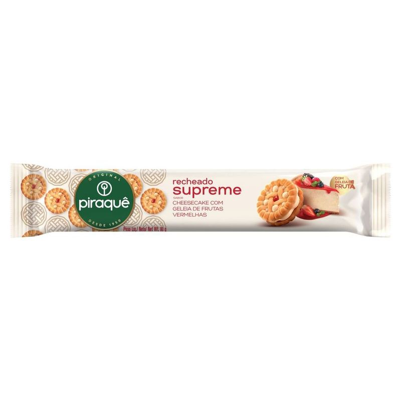 Biscoito Recheio Cheesecake com Geleia de Frutas Vermelhas Piraquê Supreme 80g
