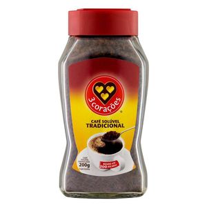 Café Solúvel Tradicional 3 Corações Vidro 200g