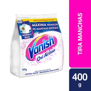 Tira Manchas Vanish em Pó Crystal White Oxi Action para Roupas Brancas Refil Econômico 400g