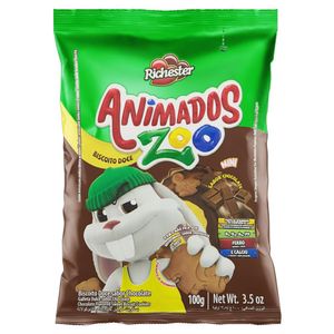 Minibiscoito Chocolate Richester Animados Zoo 100g