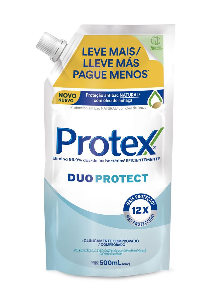 Sabonete Líquido Antibacteriano para as Mãos Protex Duo Protect Duo Protect 500ml Sabonete Líquido para Mãos