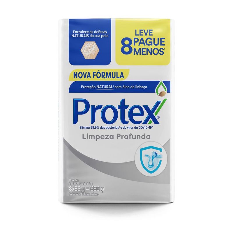Sabonete em Barra Antibacteriano Protex Limpeza Profunda 8 un de 85g Promo Leve Mais Pague Menos