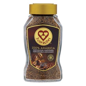 Café Solúvel Liofilizado 3 Corações Vidro 100g