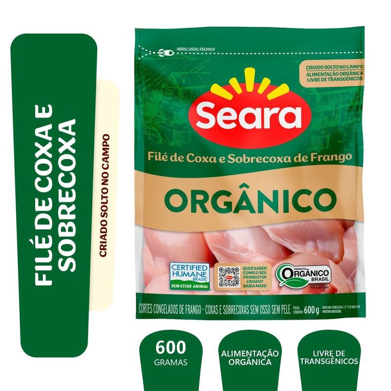 Filé de coxa e sobrecoxa Seara Orgânico IQF 600g