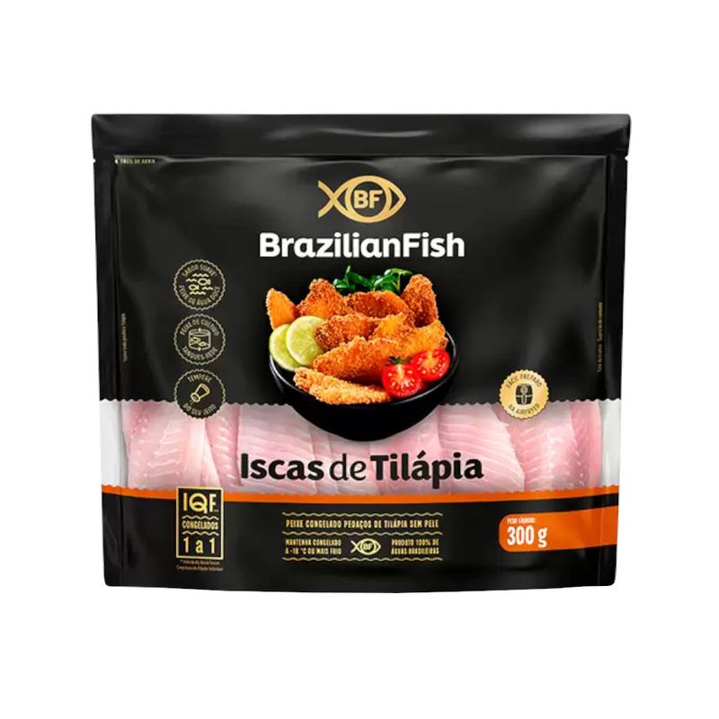 Iscas de Tilápia Congelado Brazilian Fish Embalagem 300g