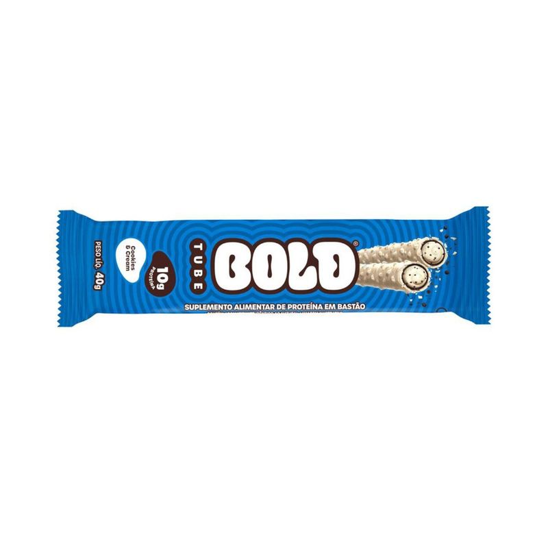 Barra de Proteina Bold Tube Cookies e Cream Embalagem 40g