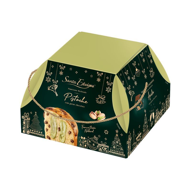 Panettone Premium Santa Edwiges Recheado Brigadeiro de Pistache Caixa 800g