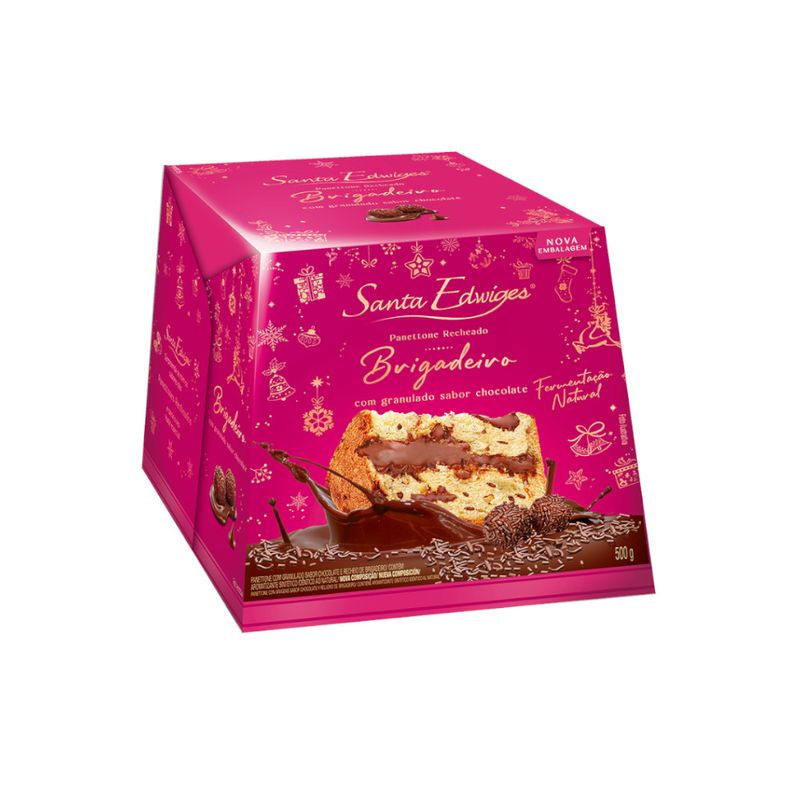 Panettone Premium Santa Edwiges Recheado Brigadeiro e Granulado Caixa 500g