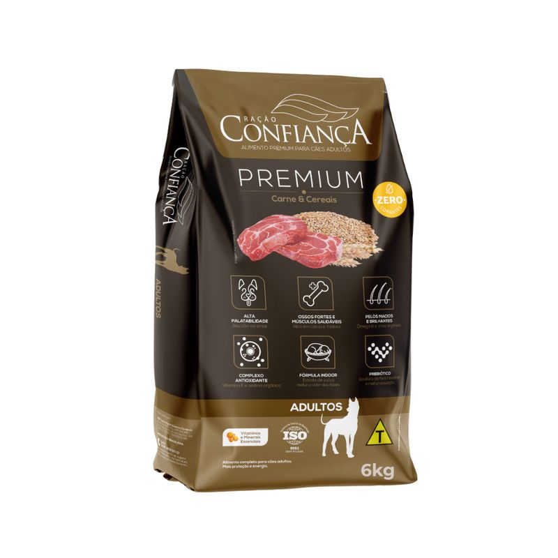 Ração para Cães Adultos CONFIANÇA Carne e Cereais Pacote 6kg