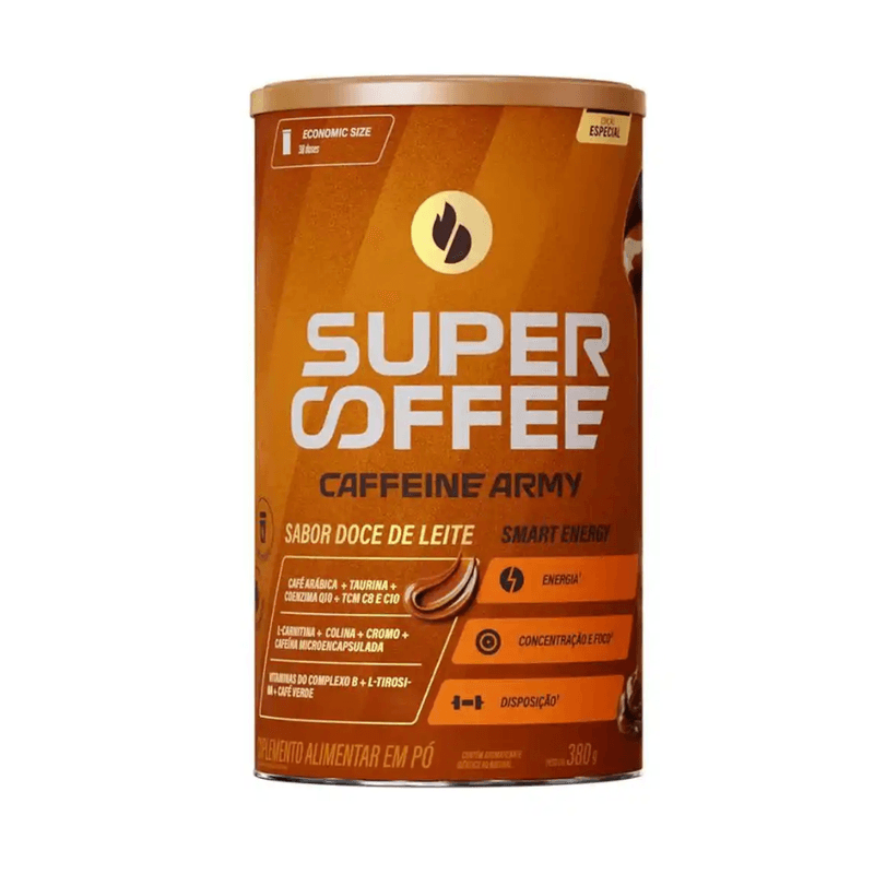 Suplemento Alimentar em Pó SuperCoffee Caffeine Army Sabor Doce de Leite Lata 380g